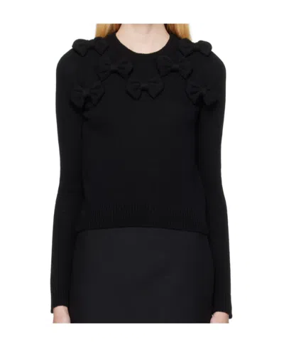 Valentino Bows Round Neck Bow Sweater In Black