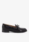 Valentino Bowshire Loafers In Black Glossy Calfskin In Multi