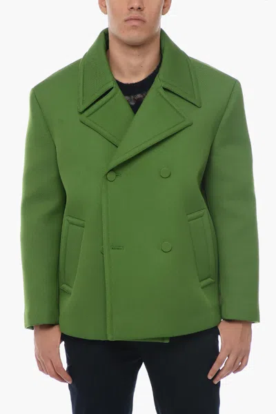 Valentino Wool Blend Caban Coat In Green