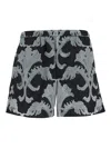 Valentino Nylon Swimsuit With Metamorphos Wall Print In Black