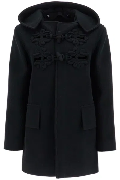 Valentino Button Detailed Long-sleeved Coat In Black