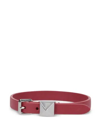 Valentino Garavani Rockstud Leather Bracelet In Red