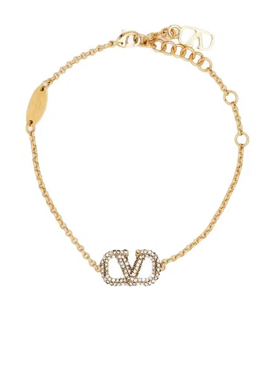 Valentino Garavani Valentino Bracelet Vlogo Signature Strass In Gold