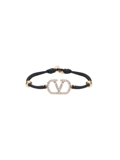 Valentino Garavani Vlogo Signature Cord Bracelet With Crystals Women In Multicolor