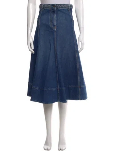 Pre-owned Valentino Braided Accents Midi Length Skirt In Blue