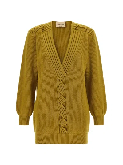 Valentino Garavani Braided Virgin Wool Sweater In Green
