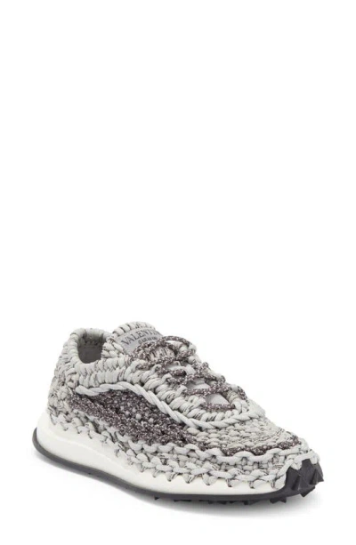 Valentino Garavani Braided Sneaker In Silver