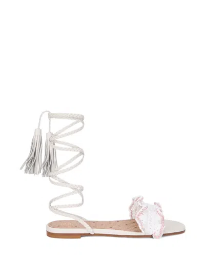 Valentino Garavani Braided Tassel Sandals In White