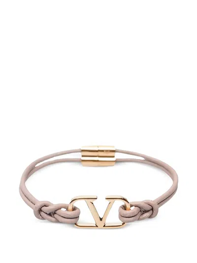 Valentino Garavani Braided V-logo Bracelet In Gray