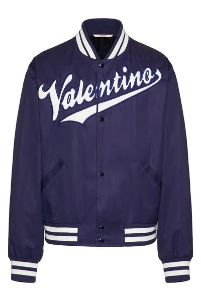 Valentino Branded Bomber Jacket In Blue
