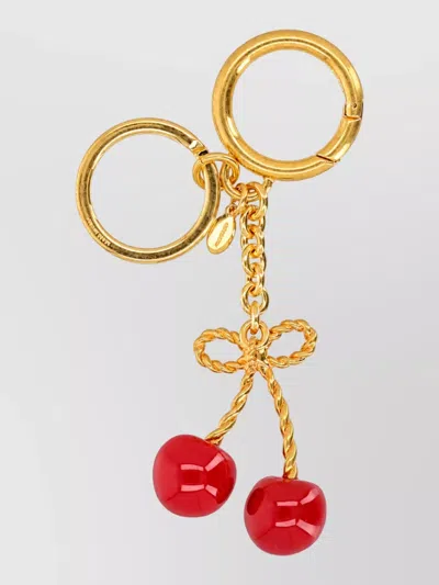 Valentino Garavani Brass Cherry Keychain In Gold
