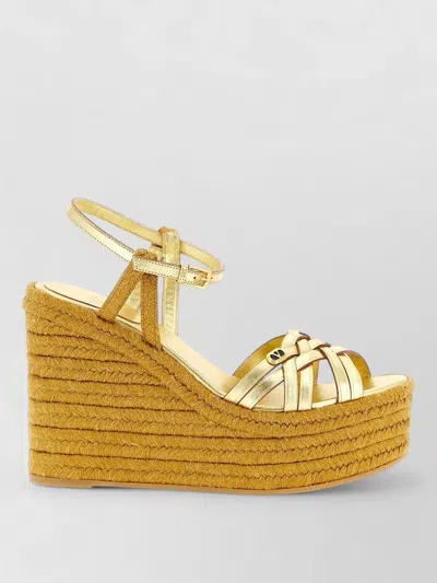 Valentino Garavani Valentino Bribri 100 Metallic Leather Espadrille Wedges In Orange