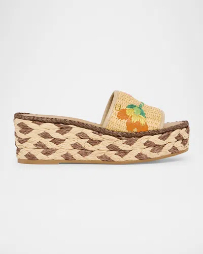 Valentino Garavani Bribri Floral Flatform Espadrille Sandals