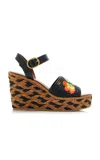 Valentino Garavani Bribri Floral Raffia Platform Wedge Espadrilles