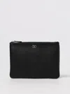 Valentino Vlogo Rectangular Textured Clutch Bag In Black