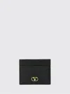 Valentino Garavani Vlogo Signature Grainy Calfskin Card Holder Woman Black Uni In Black