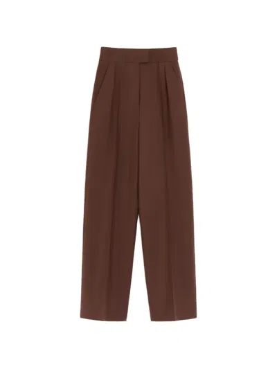 Valentino British Mohair Trousers In Brown