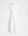 Valentino Broderie Anglaise-trimmed Cotton-poplin Midi Dress In White