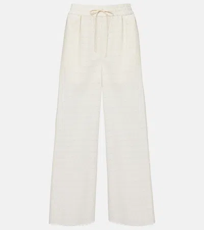 Valentino Broderie Anglaise Cotton Wide-leg Pants In White