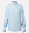 Valentino Womens Angel Blue Embroidered Long-sleeves Linen Shirt In Blue