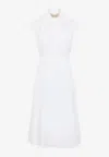 Valentino Broderie Anglaise-trimmed Cotton-poplin Midi Dress In White