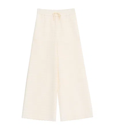 Valentino Broderie Anglaise Wide-leg Trousers In Ivory