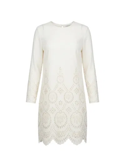 Valentino Broderie-anglaise Scalloped Dress In White