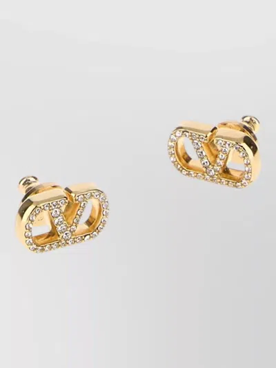 Valentino Garavani Bronze Logo Earrings In Gold