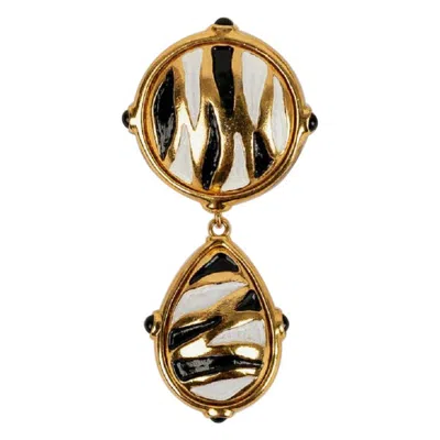 Pre-owned Valentino Garavani Valentino Brooch In Golden Enamelled Metal Spindle In Multi