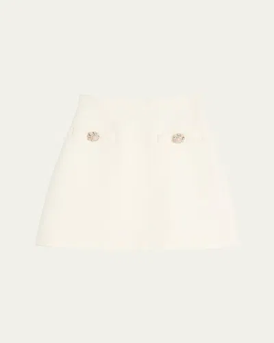 VALENTINO BROOCH WOOL MINI SKIRT