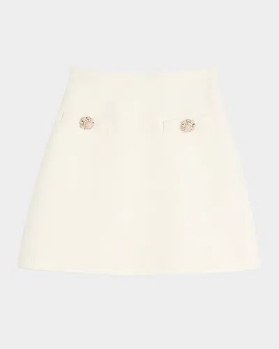 VALENTINO BROOCH WOOL MINI SKIRT