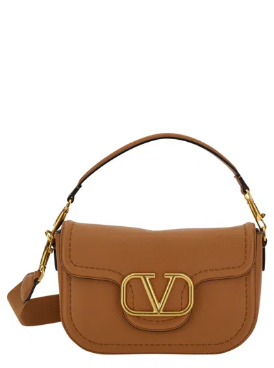 VALENTINO GARAVANI BROWN ALLTIME LEATHER SHOULDER BAG