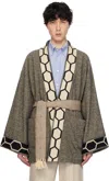 Valentino Brown & Beige Tweed Embroideries Cardigan In R9y Marrone/ Ocra
