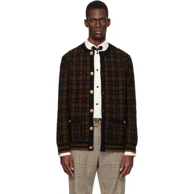 Valentino Brown & Black Wool Cardigan