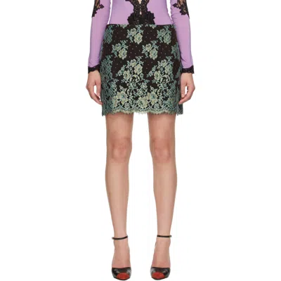 Valentino Brown & Green Lace Miniskirt In 1n7 Cioccolato/turch