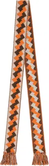 Valentino Brown & Orange Jacquard Scarf In Avori/marron/arancio