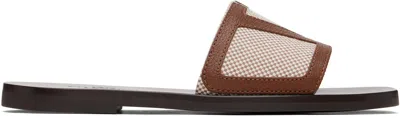 VALENTINO GARAVANI BROWN & TAN VIVA SUPERSTAR SLIDE SANDALS