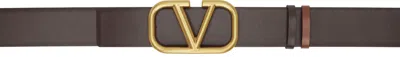 Valentino Garavani Black & Blue Vlogo Signature Reversible Belt In Nero-ocean