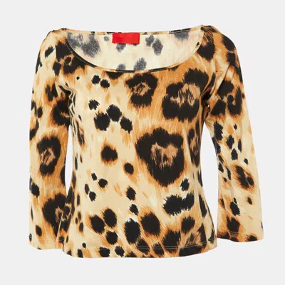 Pre-owned Valentino Brown Animal Print Cotton Long Sleeve T-shirt L