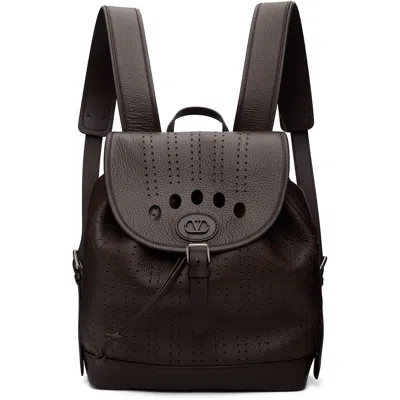 Valentino Garavani Brown Antibes Perforated Leather Backpack
