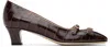 Valentino Brown Crocodile Effect Calfskin Pumps With Bow And Medium Heel In 7k3 Hot Brown