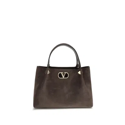 Valentino Garavani Brown Calf Leather Bos Taurus Shoulder Bag