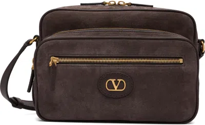 Valentino Garavani Brown Camera Case Antibes Suede Bag