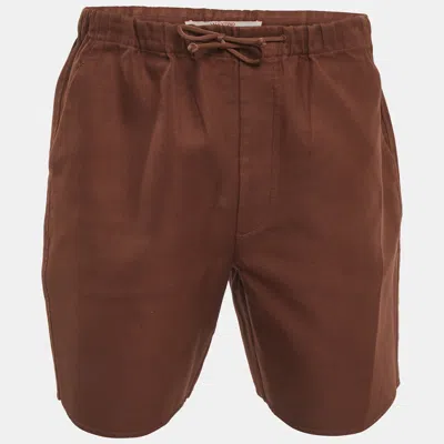Pre-owned Valentino Brown Gabardine Drawstring Shorts M