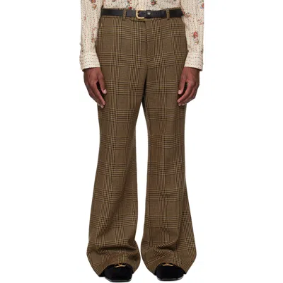 Valentino Brown Glen Check Trousers