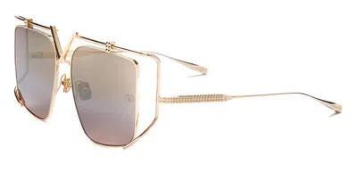 Valentino Brown Gradient/gold Flash Irregular Ladies Sunglasses Vls-116 B 59
