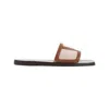 Valentino Brown Leather And Mesh Sandals With Textured Strap In Grey