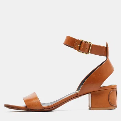 Pre-owned Valentino Garavani Brown Leather Ankle Strap Sandals Size 37