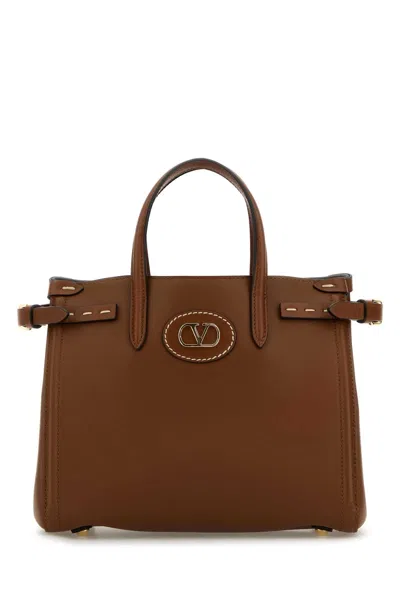 Valentino Garavani Brown Leather Antibes Shopping Bag