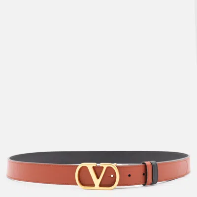 Valentino Garavani Brown Leather Vlogo Signature Reversible Belt